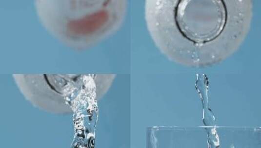 芬腾高速机1000fps之气泡水倒入杯中高清在线视频素材下载