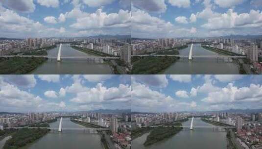 江西赣州飞龙大桥地标建筑航拍高清在线视频素材下载