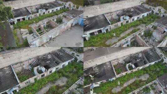 废弃房屋鸟瞰图高清在线视频素材下载