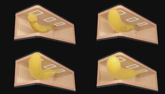 裸眼3D 香蕉变柔体 动态香蕉高清在线视频素材下载