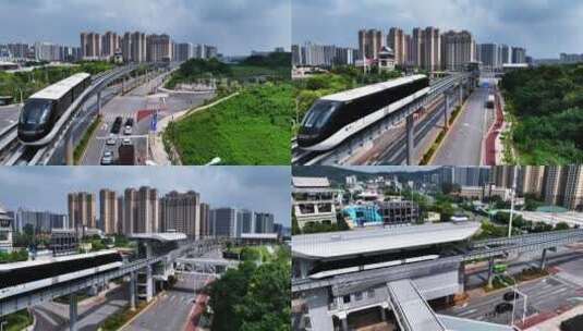 湖南湘江新区大王山有轨列车云巴高清在线视频素材下载
