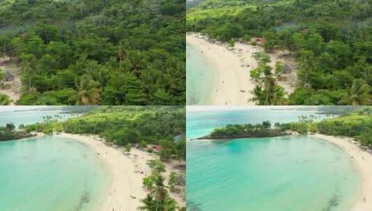 热带海滩鸟瞰图。萨马纳半岛，普拉亚（海滩）林孔海滩，多米尼加共和国。高清在线视频素材下载