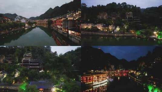合集贵州镇远夜景航拍高清在线视频素材下载
