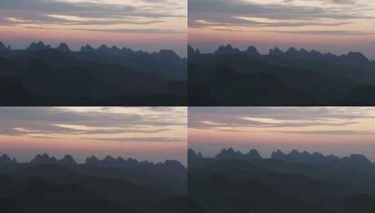 桂林喀斯特群山日落航拍高清在线视频素材下载