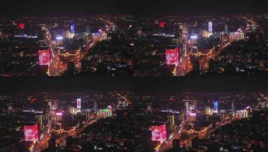 内蒙古呼和浩特市中心4k夜景高清在线视频素材下载