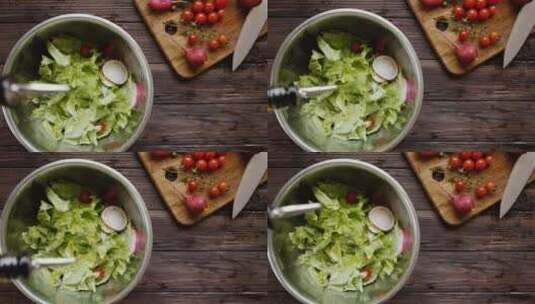 蔬菜沙拉制作高清在线视频素材下载