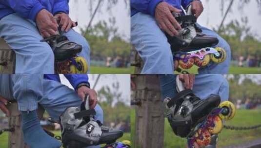 穿轮滑鞋高清在线视频素材下载