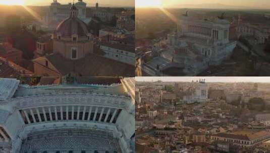 城市航拍罗马市政厅日出天际线意大利地标高清在线视频素材下载