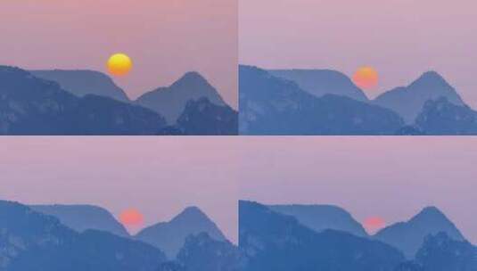 太阳在山峰之后落下-广西柳州市高清在线视频素材下载