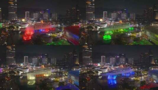 4K航拍深圳蛇口海上世界夜景16高清在线视频素材下载