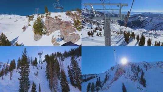 滑雪滑雪缆车滑雪场高清在线视频素材下载