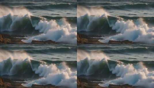 大海海浪阳光海洋浪花海水大气震撼开场片头高清在线视频素材下载