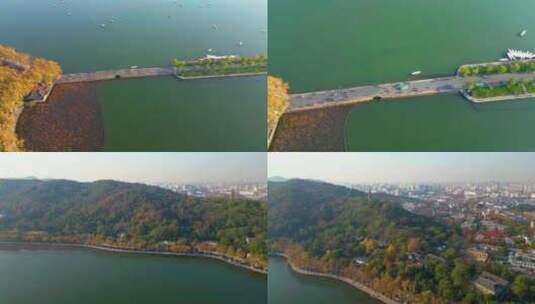 杭州西湖断桥美景航拍高清在线视频素材下载