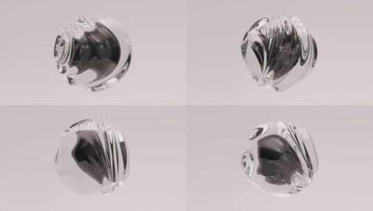 超现实玻璃球体或球在变形过程中的抽象艺术高清在线视频素材下载