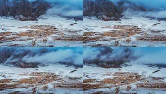 冰雪中的甘南大草原甘加秘境延时高清在线视频素材下载
