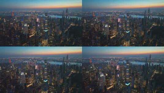 日落时纽约风景壮丽的景色。高清在线视频素材下载