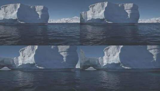 南极洲空中飞行飞越海洋到达冰山高清在线视频素材下载