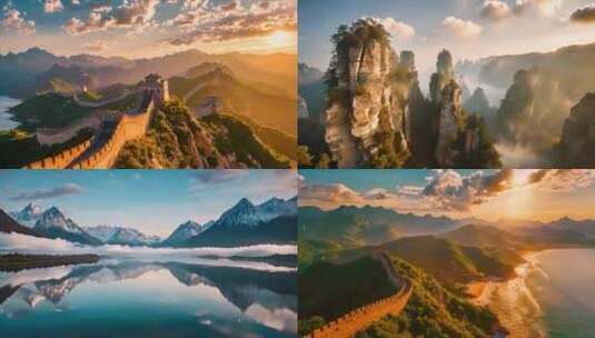 中国美丽祖国大好河山风景风光素材原创高清在线视频素材下载