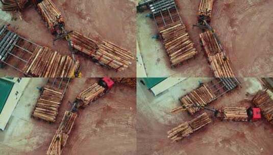 木材装载机在生产中，整装木材高清在线视频素材下载