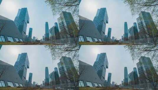 北京中央电视台大厦春天流云延时高清在线视频素材下载