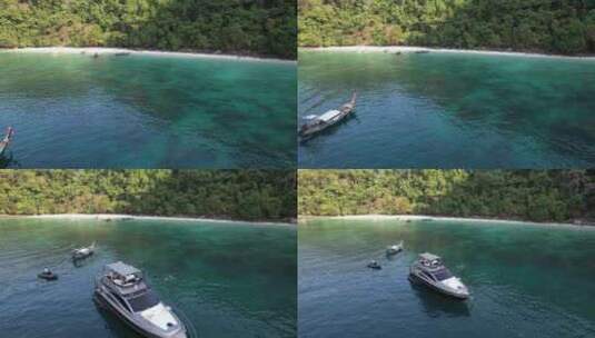 泰国甲米皮皮岛猴子海滩鸟瞰图高清在线视频素材下载