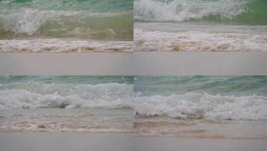 海南三亚海边海浪拍打沙滩沙子高清在线视频素材下载