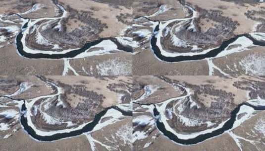 呼伦贝尔早春冰雪消融的海拉尔河湿地高清在线视频素材下载
