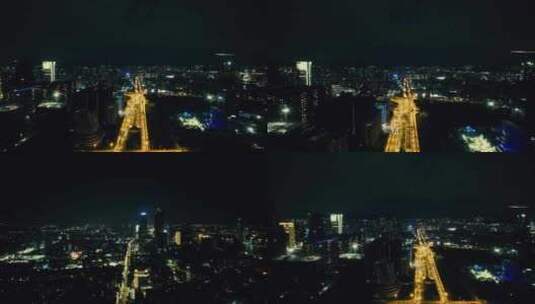 广州夜景交通城市大道航拍高清在线视频素材下载