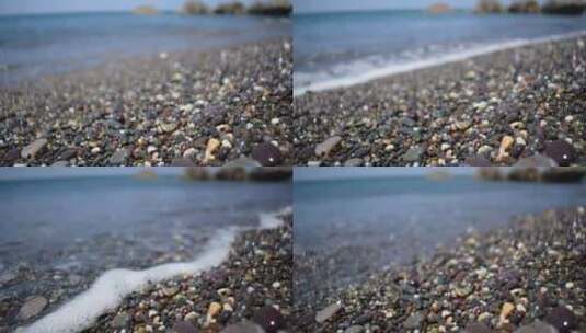 海边沙滩的鹅卵石高清在线视频素材下载