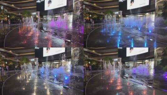 4K城市商场人流假日休闲喷泉慢镜头高清在线视频素材下载