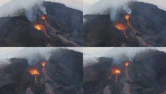 冰岛火山爆发航拍高清在线视频素材下载