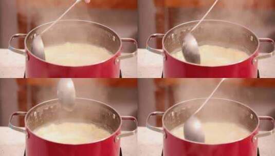 磨豆浆做豆腐压豆腐高清在线视频素材下载
