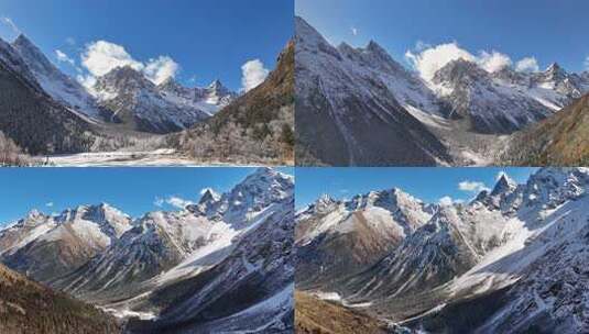 四川阿坝冬季毕棚沟雪山雪景航拍高清在线视频素材下载