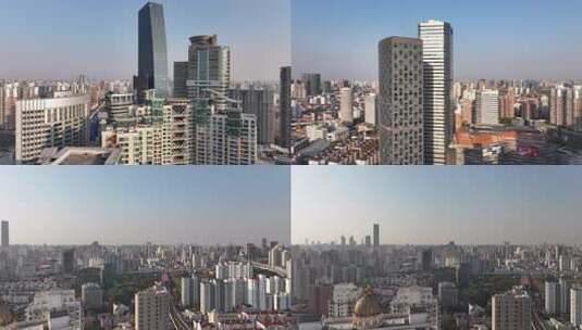 上海长宁区龙之梦大厦清晨航拍高清在线视频素材下载