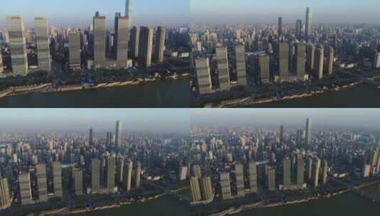 长沙湘江城市全貌长沙城市高楼全貌鸟瞰江景高清在线视频素材下载