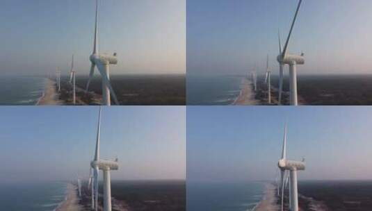 【1】海边风车-风力发电机组-新能源-风能4k高清在线视频素材下载