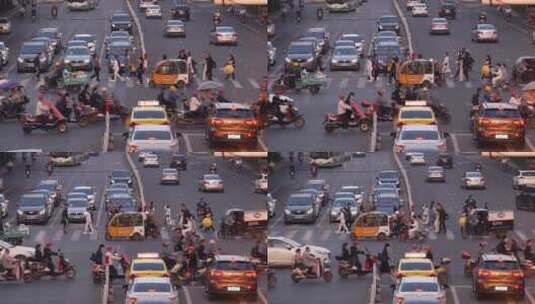 衡阳城市十字路口交通路况高清在线视频素材下载