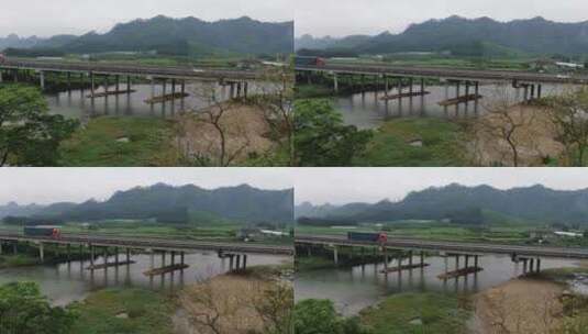 航拍跨江高架桥高速路高清在线视频素材下载