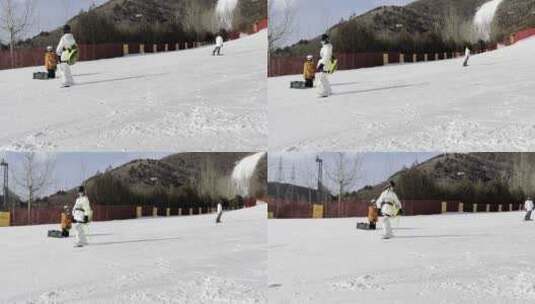 户外滑雪滑雪场滑雪的人高清在线视频素材下载