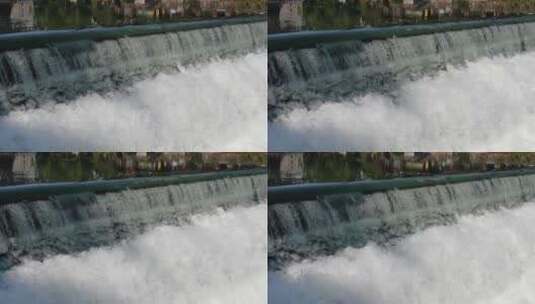 航拍江河流水瀑布高清在线视频素材下载