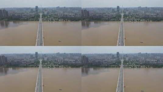 城市航拍湖南株洲大桥高清在线视频素材下载