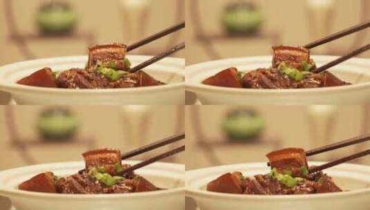 美食红烧肉东坡肉特写高清在线视频素材下载