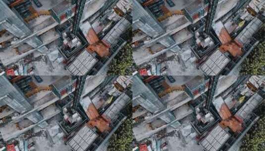 俯拍城市建筑工地高清在线视频素材下载