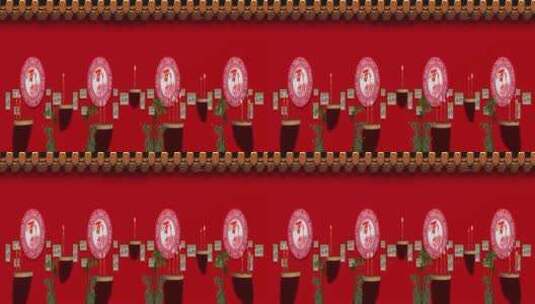 中式婚礼切蛋糕喜庆圆盘红色舞台背景高清在线视频素材下载