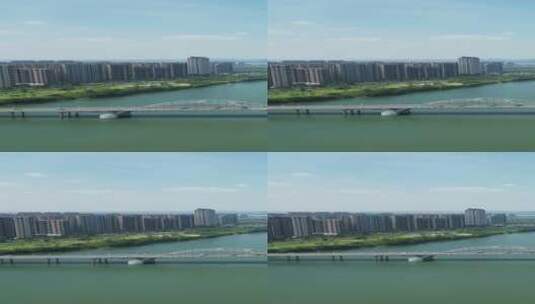 江西吉安大桥交通竖屏航拍高清在线视频素材下载