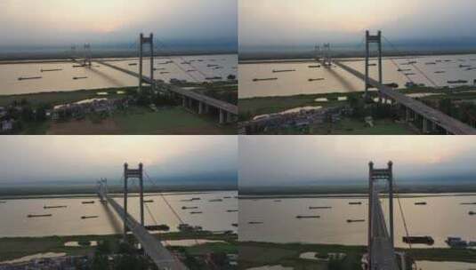 安徽省马鞍山长江大桥航拍风光高清在线视频素材下载