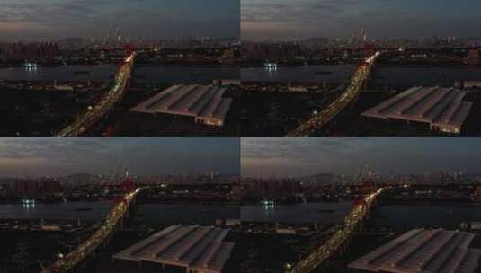 广州新光大桥夜景航拍风光高清在线视频素材下载