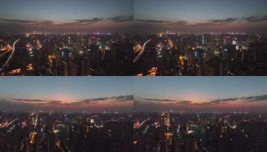 西安电视塔日落航拍合集夕阳下的西安高清在线视频素材下载