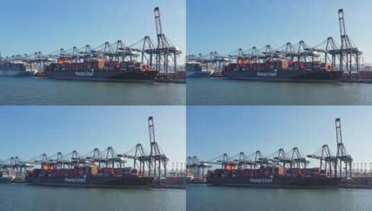 深圳盐田港码头货轮卸货中景左环绕高清在线视频素材下载