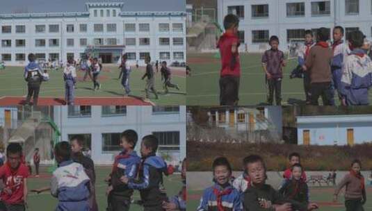 山村儿童打篮球高清在线视频素材下载